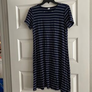 Blue and white t-shirt dress